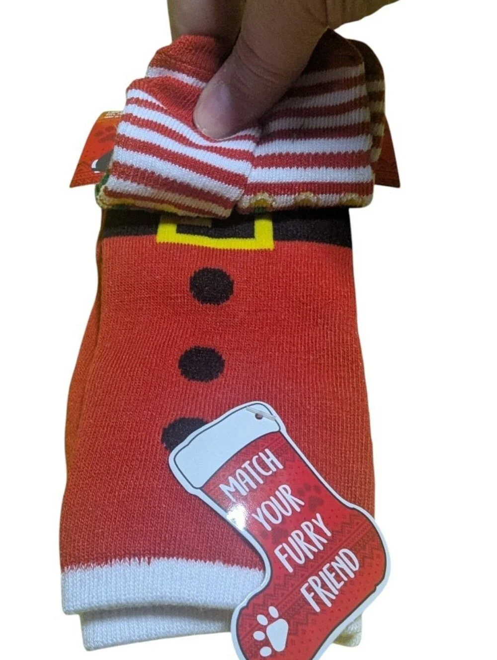 Happy Howlidays Pet & Owner Socks Matching Set Red O/S Small Dog Breeds